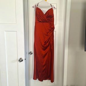 ChicSew Rust Spaghetti Strap Bridesmaid Dress